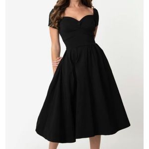 Unique Vintage Black Sweetheart Midge Swing Dress